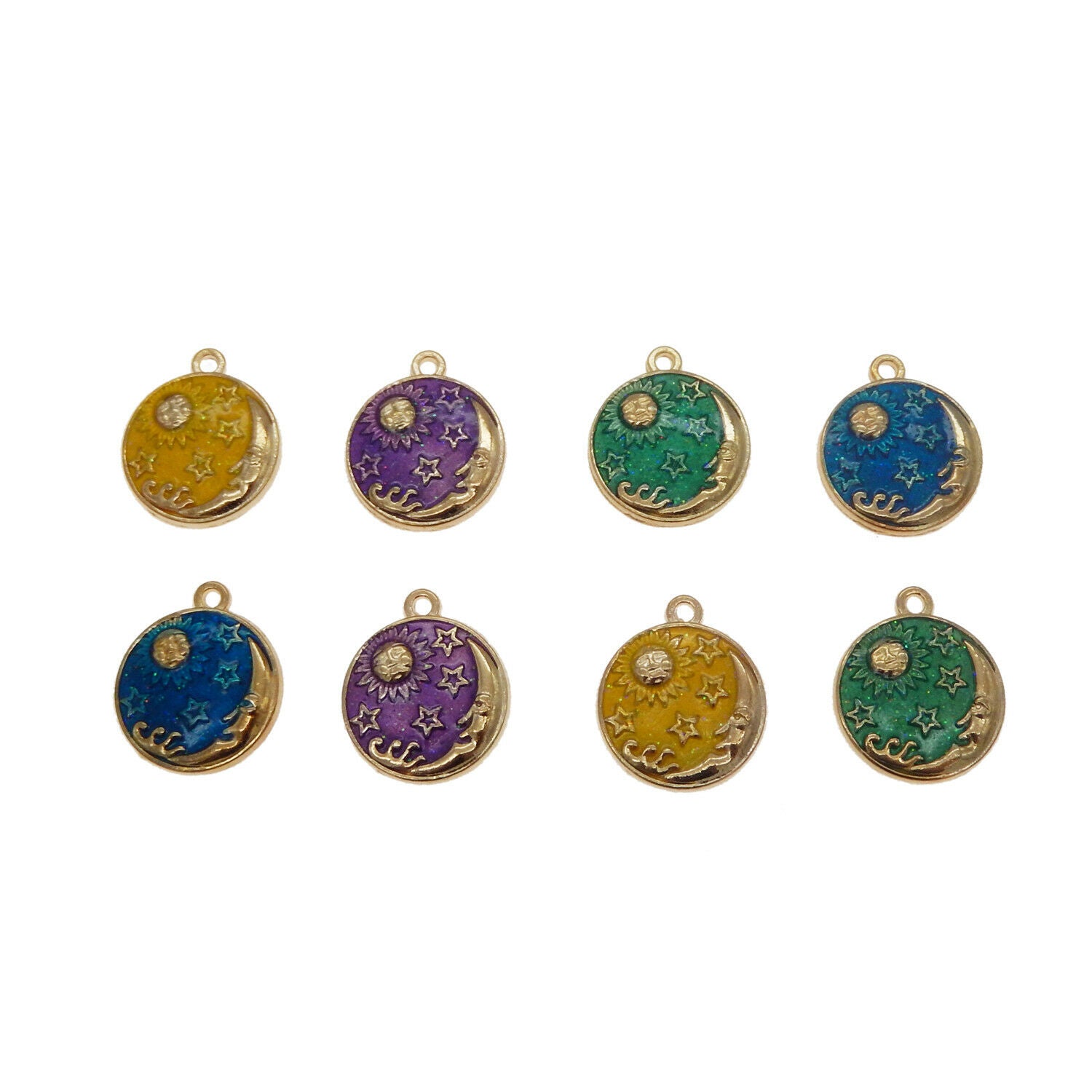 Lot of 12 Starry Sky Enamel Charm Pendant Moon Sun Star Jewelry Craft 23*20mm
