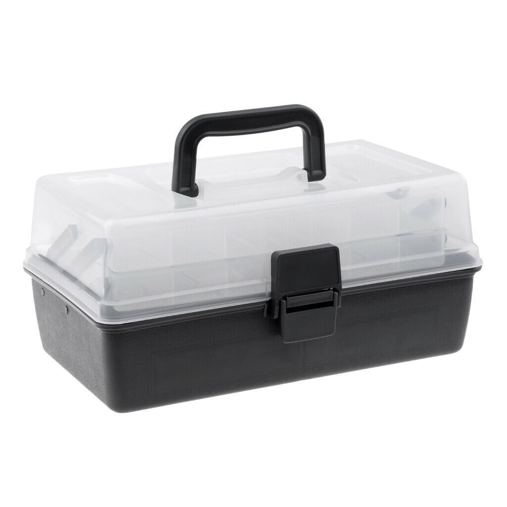 2 Tray Cantilever Fishing Tackle Box Baits Case With Individual Compartments