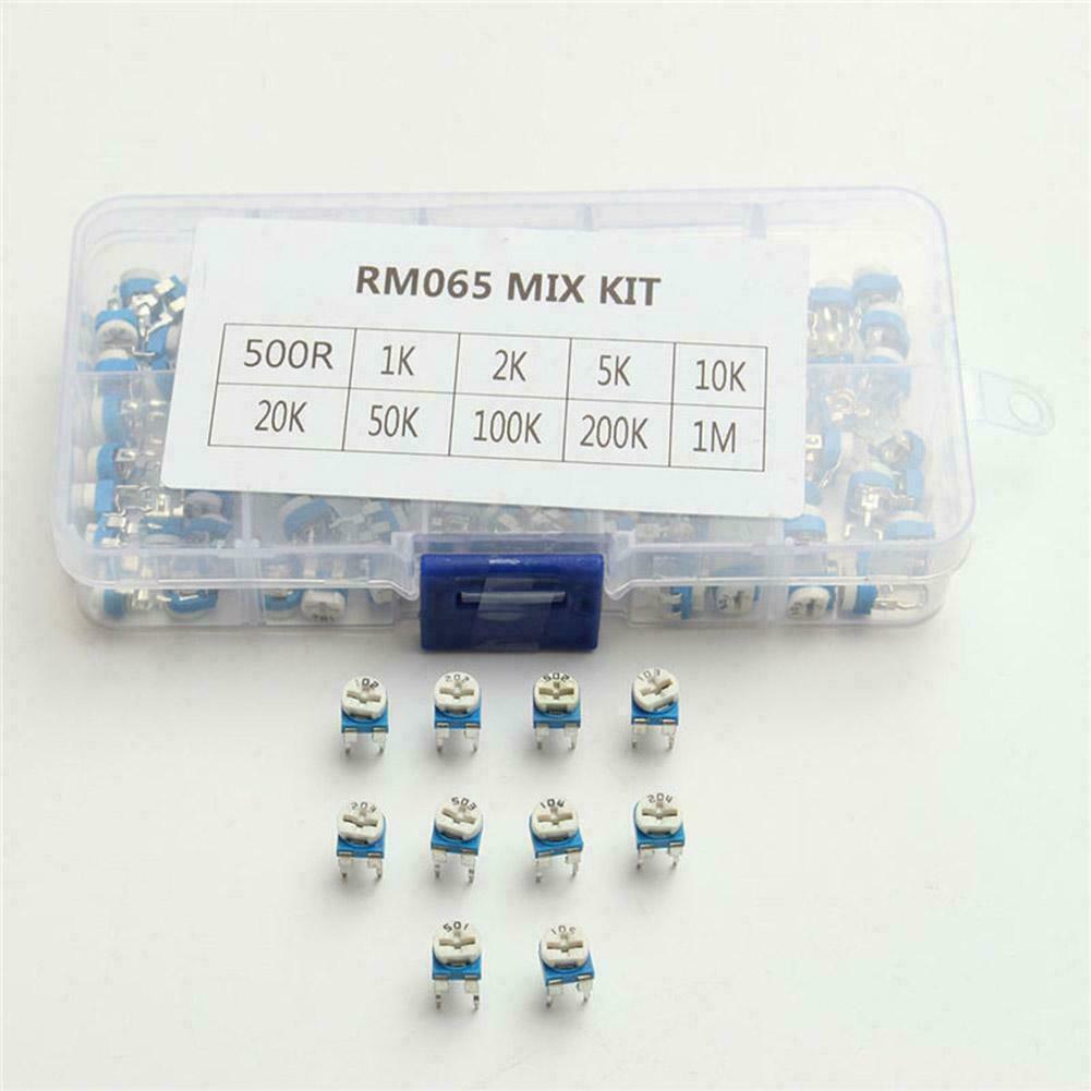 100pcs 10 Value Potentiometer Trimpot Variable Resistor Assortment Box Kit (S90)