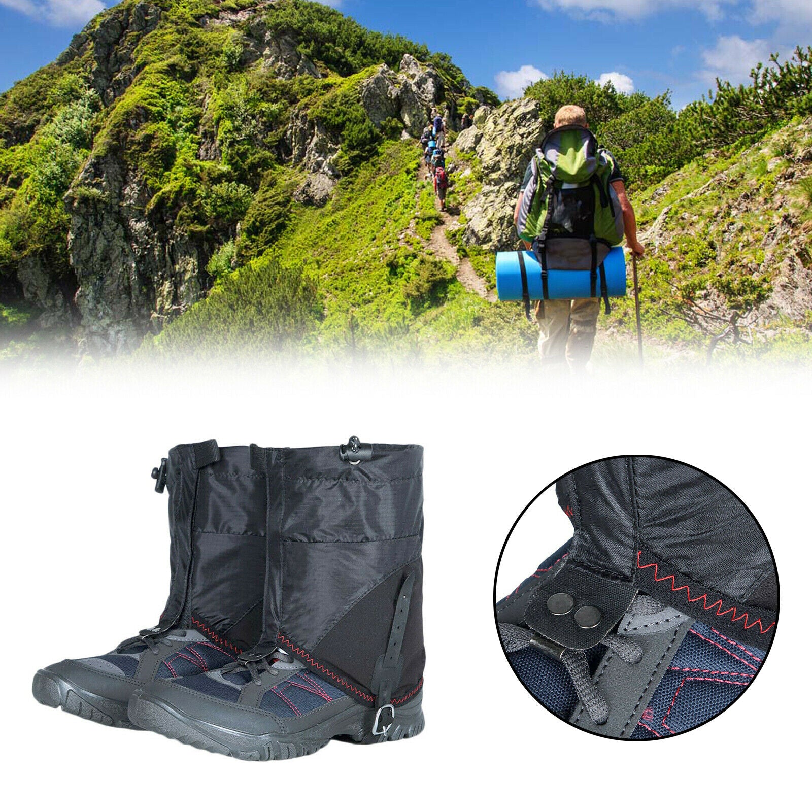 2x Outdoor Waterproof Leg Gaiters for Hunting Hiking Walking Climbing Snow CA