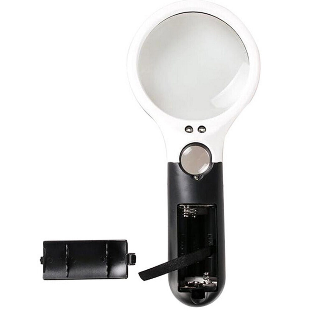 Handheld 45X Magnifying Reading Glass Lens Jewelry Loupe With 3 LED Light BDAU