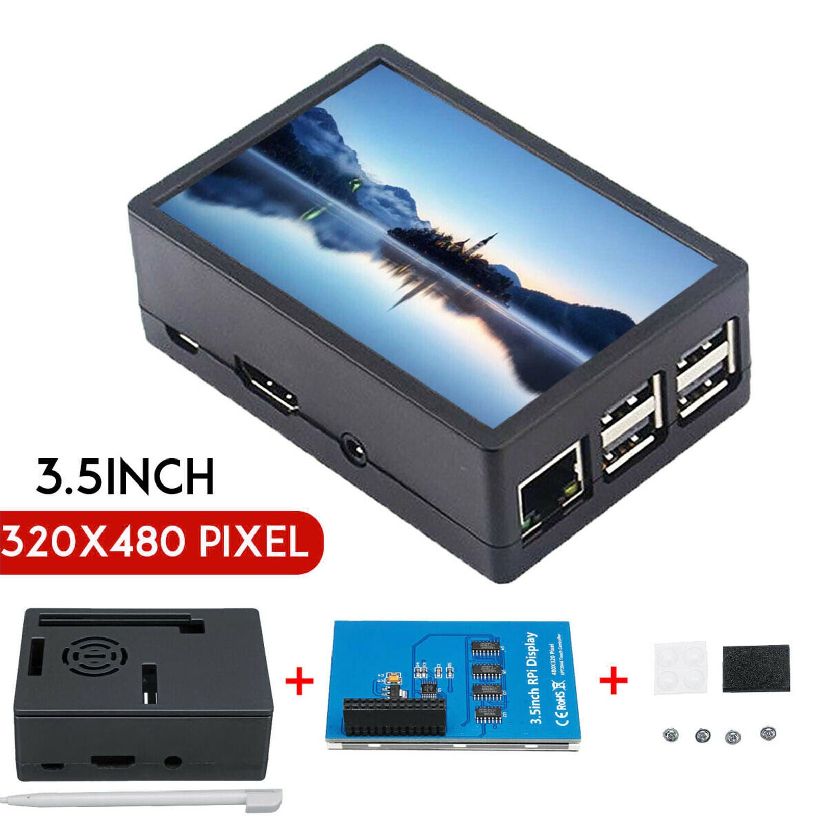 3.5" 320*480 TFT Touch Screen LCD Display Case For Raspberry Pi A B A+ 2B 3B FD