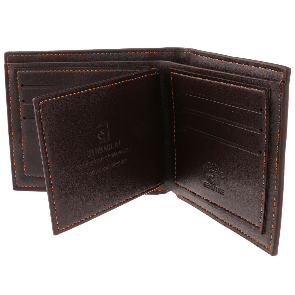 Mens Short Circular PU Leather Cash Card Holder Purse Clutch Wallet Coffee
