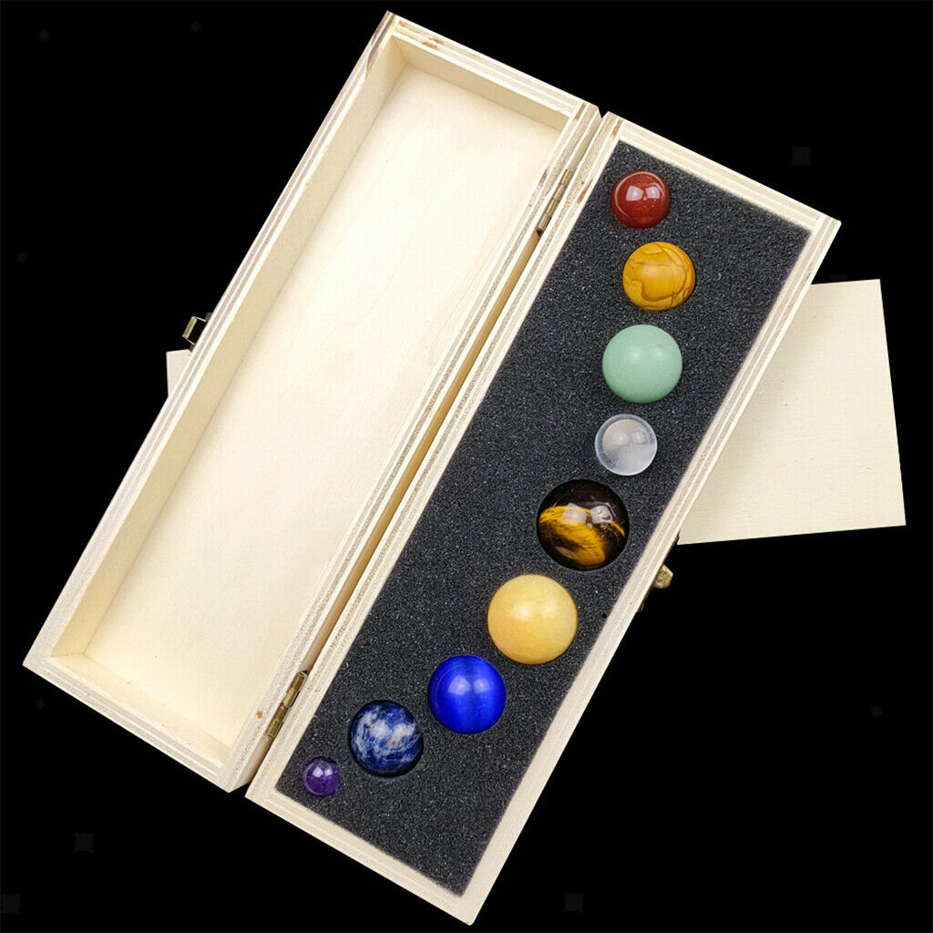 9 Planets Crystal Balls Gemstones Astrology Home Decor Ornament Collection