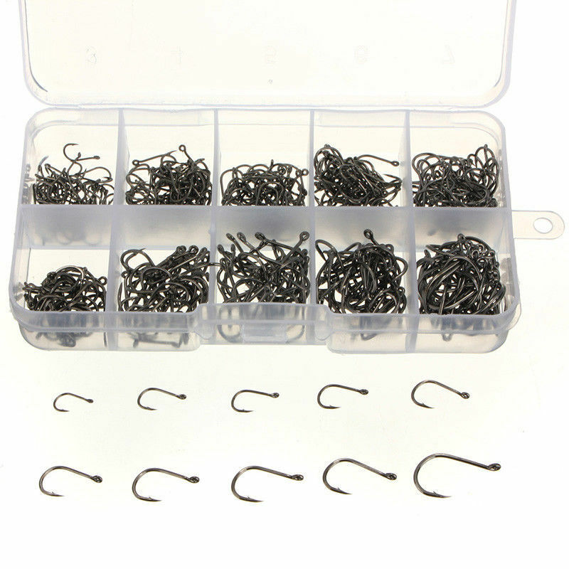 500pcs 10 Different Size Circle Fishing Fish Hook Set With Box Stainless Steel