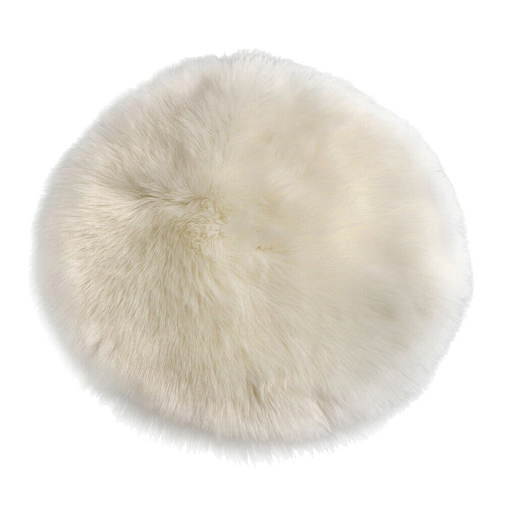Pack of 2 Round Faux Fur Seat Cushion Pad Artificial Sheepskin Floor Area Rug