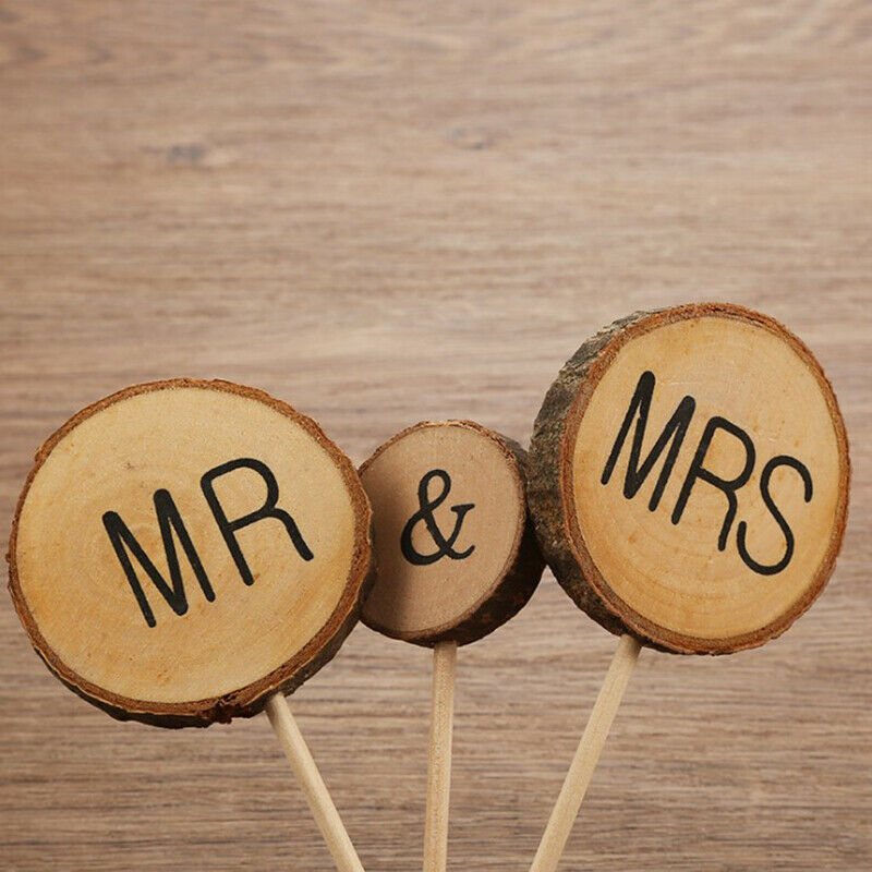 Mr Mrs Cake Topper Wooden Cake Top Flag English Alphabet Wedding Engageme.l8