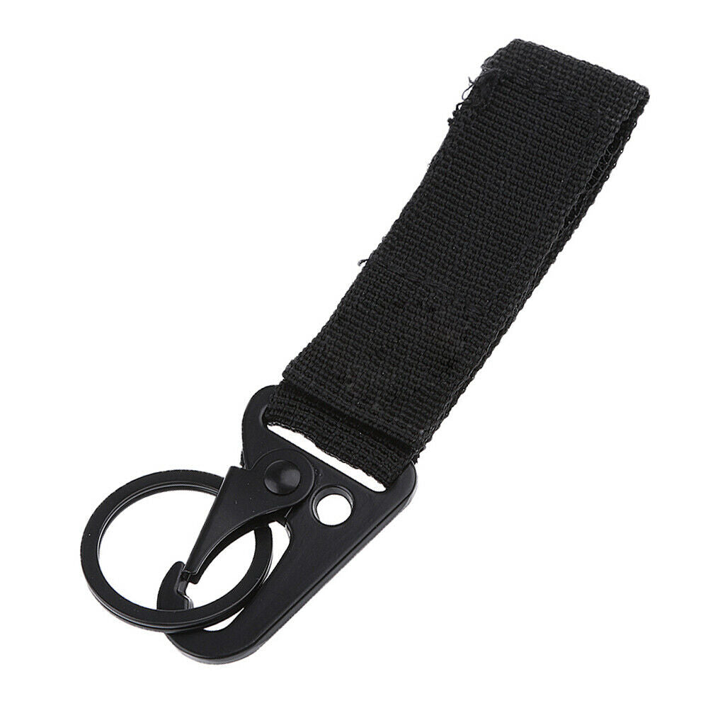 2 Pcs Molle Nylon Belt Carabiner Metal Hook Key Strap Buckle Clip Outside