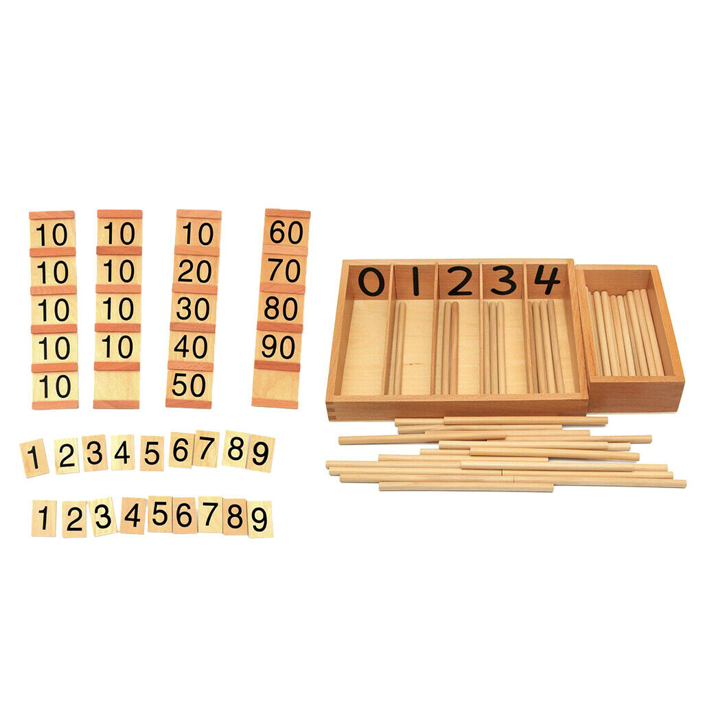 Box Sticks Numbers Board Counting Table Wooden Math Educational Toys