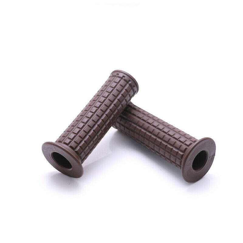1" Handlebar Motorcycle Retro Lattice Brown Hand Grips Rubber Handle Cafe Racer