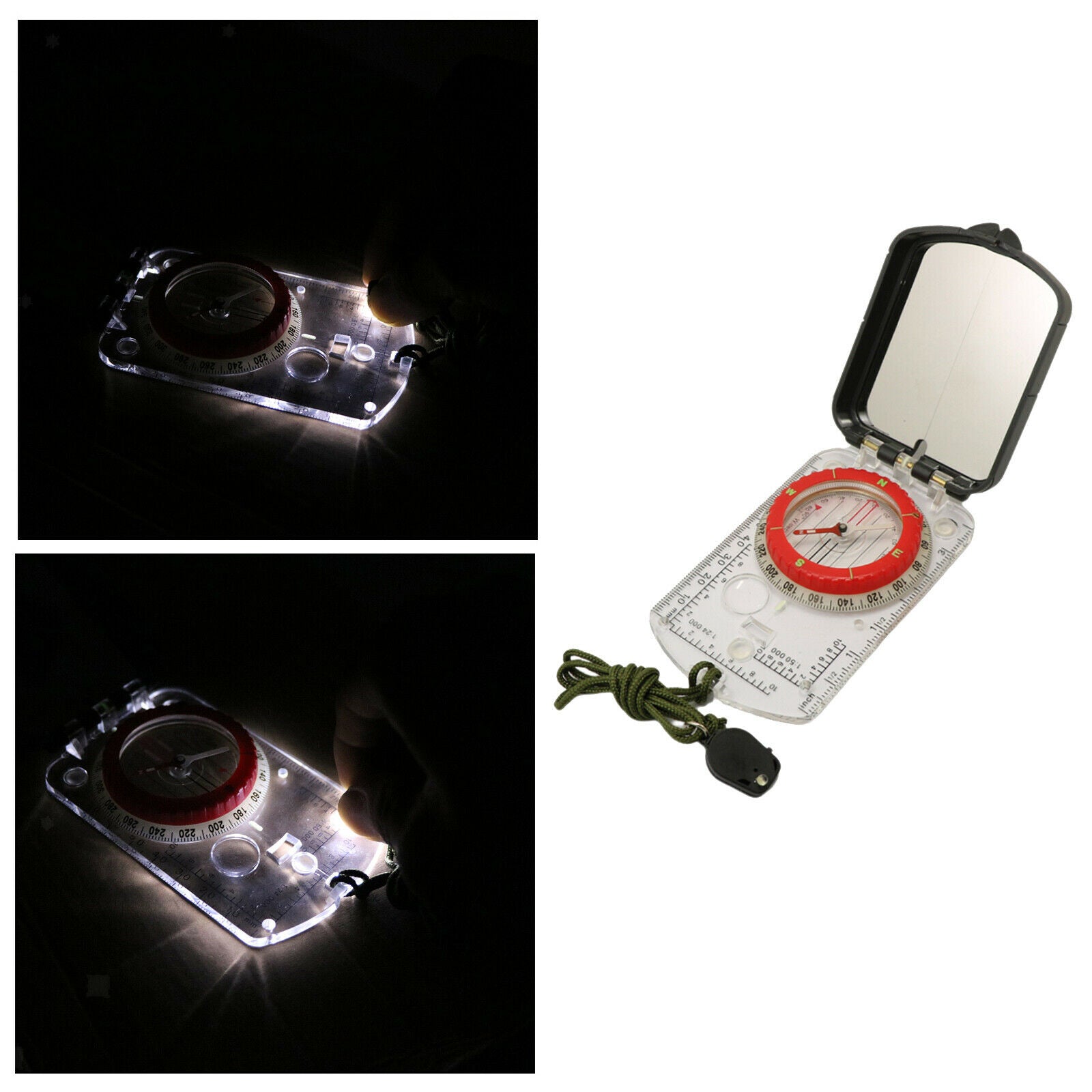 Pocket Compass Scale Multifunctional Map Ruler Camping Survival Hiking