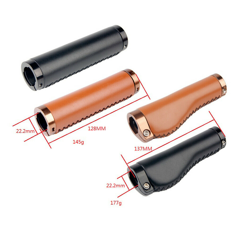 1 Pair PU Leather Bicycle Handlebar Grips Scooter Handlebar Overgrip Brown 1