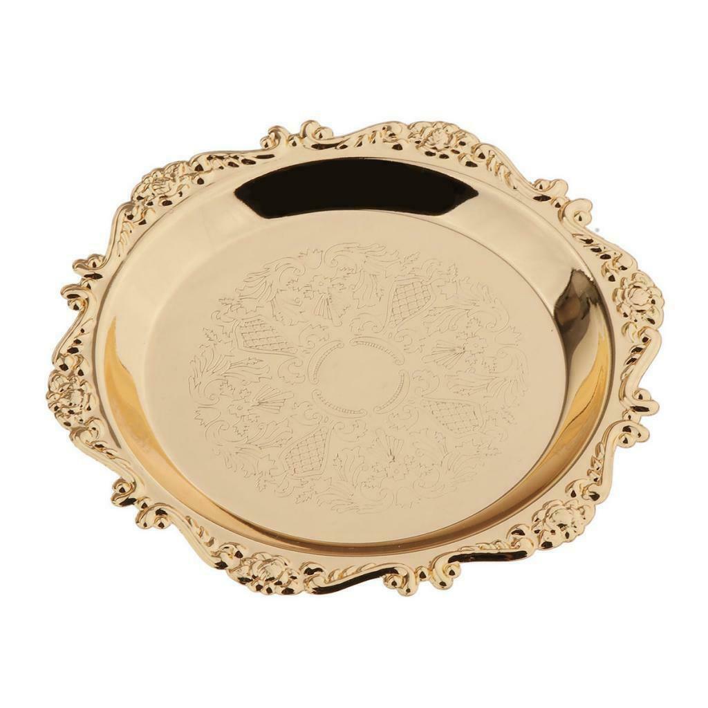 2pcs Golden Plates Fruits Holder Platter Curtley for Party Home Gathering