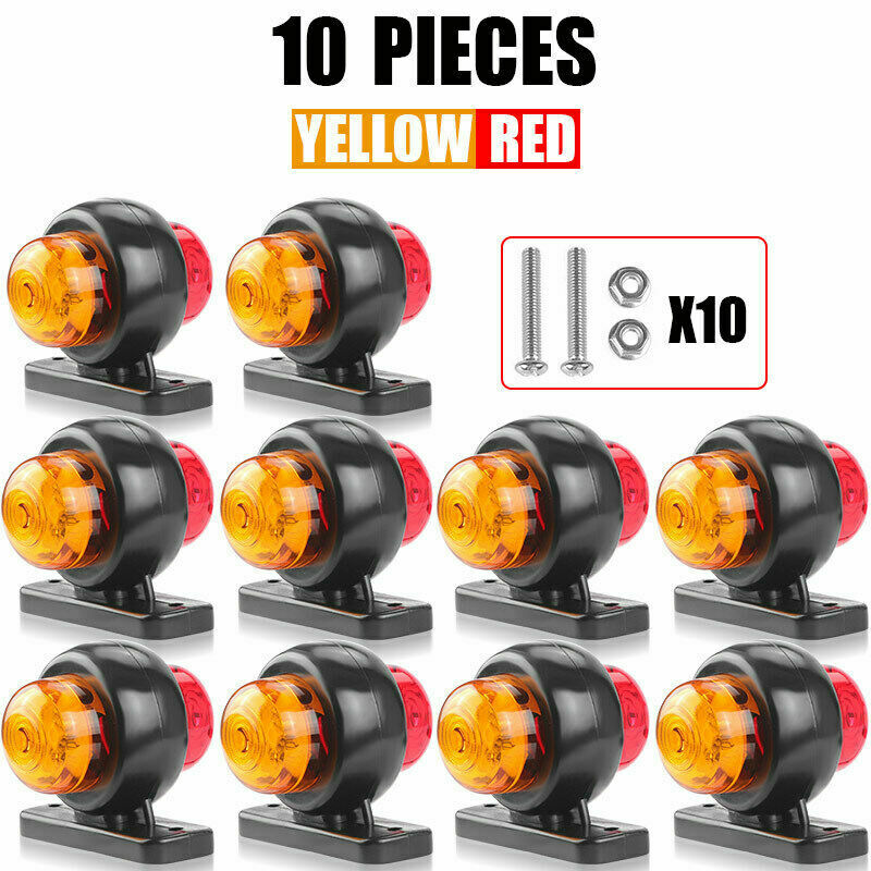 20X 12V 24V Red Yellow White LED Side Marker Clearance Light Lamp Truck Trailer