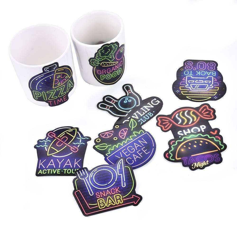 50PCS Neon Sign Stickers Bomb Graffiti Decors Pack Laptop Car Luggage Skateboard