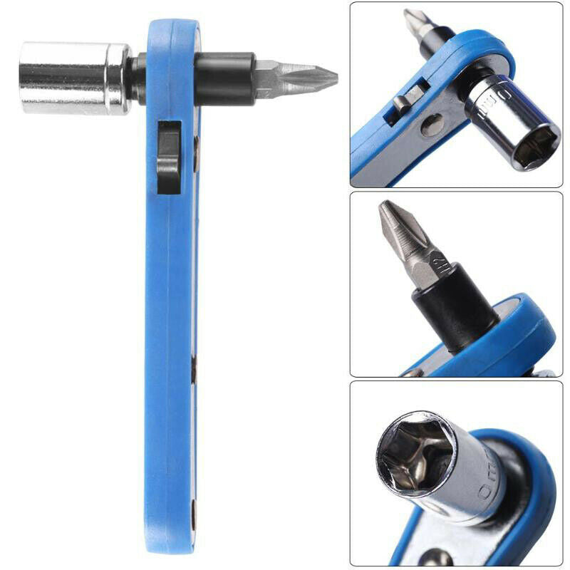Mini portable Screwdriver Ratchet Handle Adjustable 1/4 inch Hex Drive Bits
