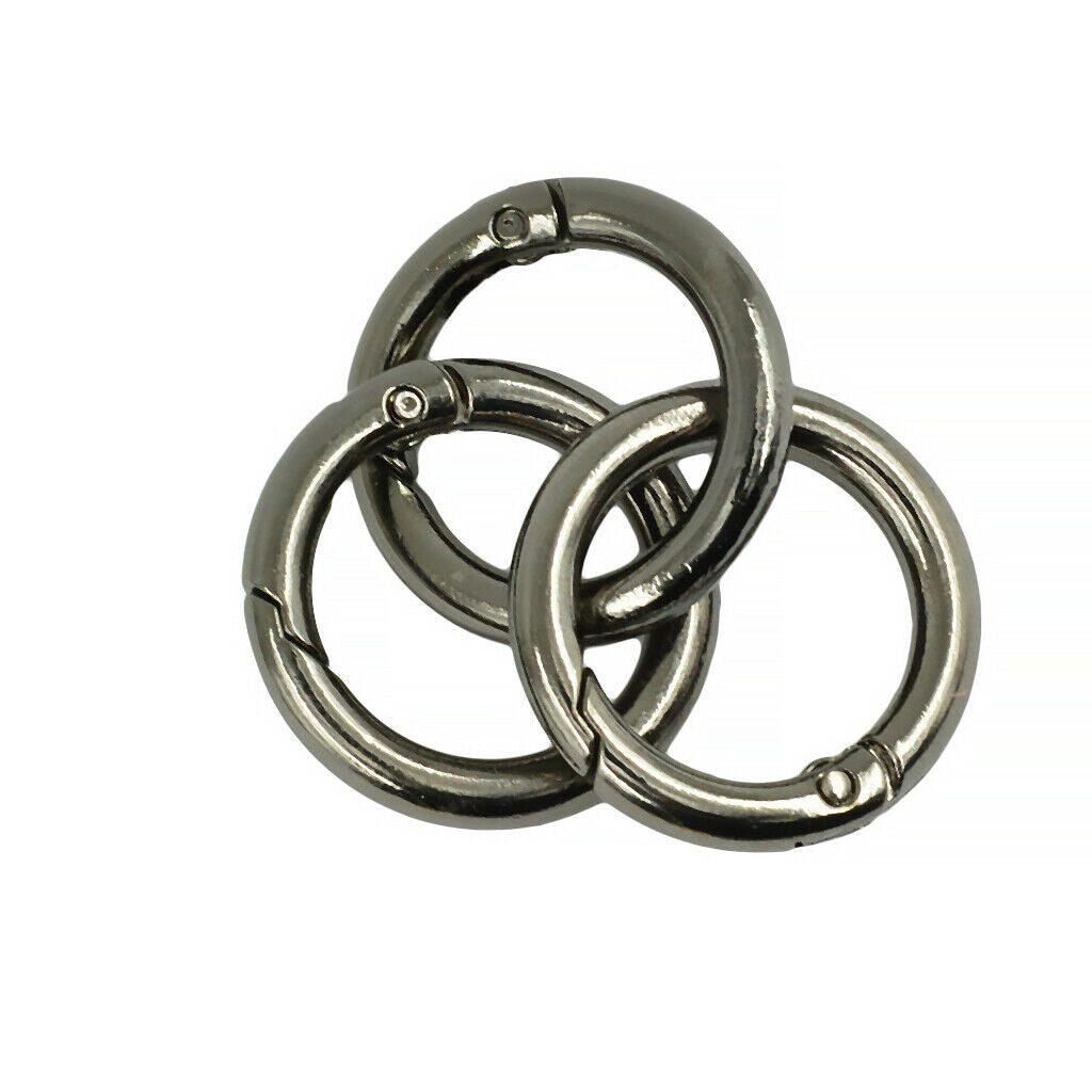 18Pcs 28mm Mini Circle Round Carabiner Spring Snap Clip Hook Keychain Hiking