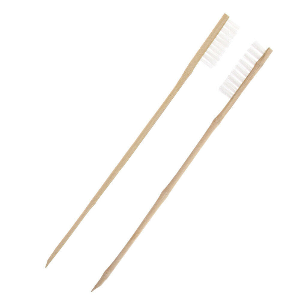 2 Pcs Wooden Long Handle Parrot Bird Cage Cleaning Brush