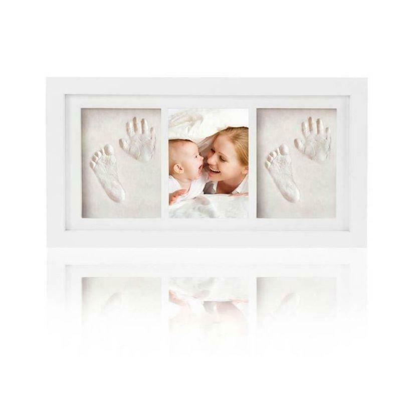 Baby Kid Children Foot Finger Hand Wooden Photo Frame Set Print Clay Ink Kit