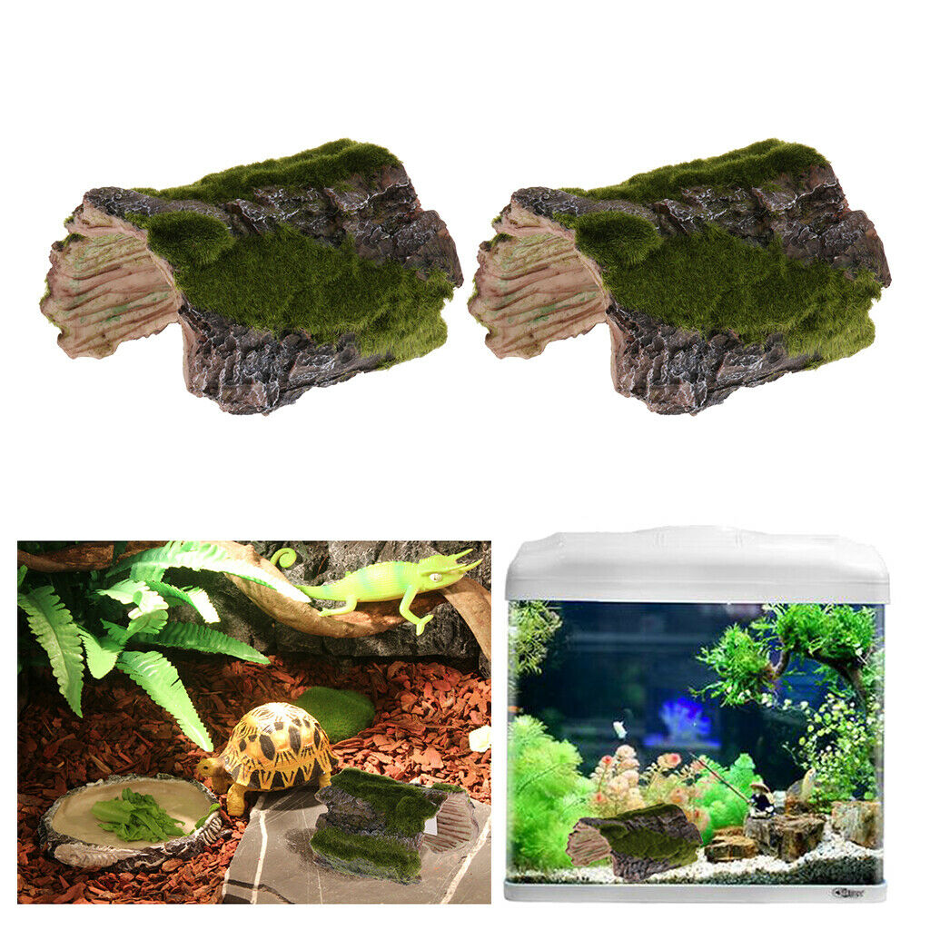 2 Pcs Bark Bends Den Caves/Hides Shelter Basking Platform Hideout House for