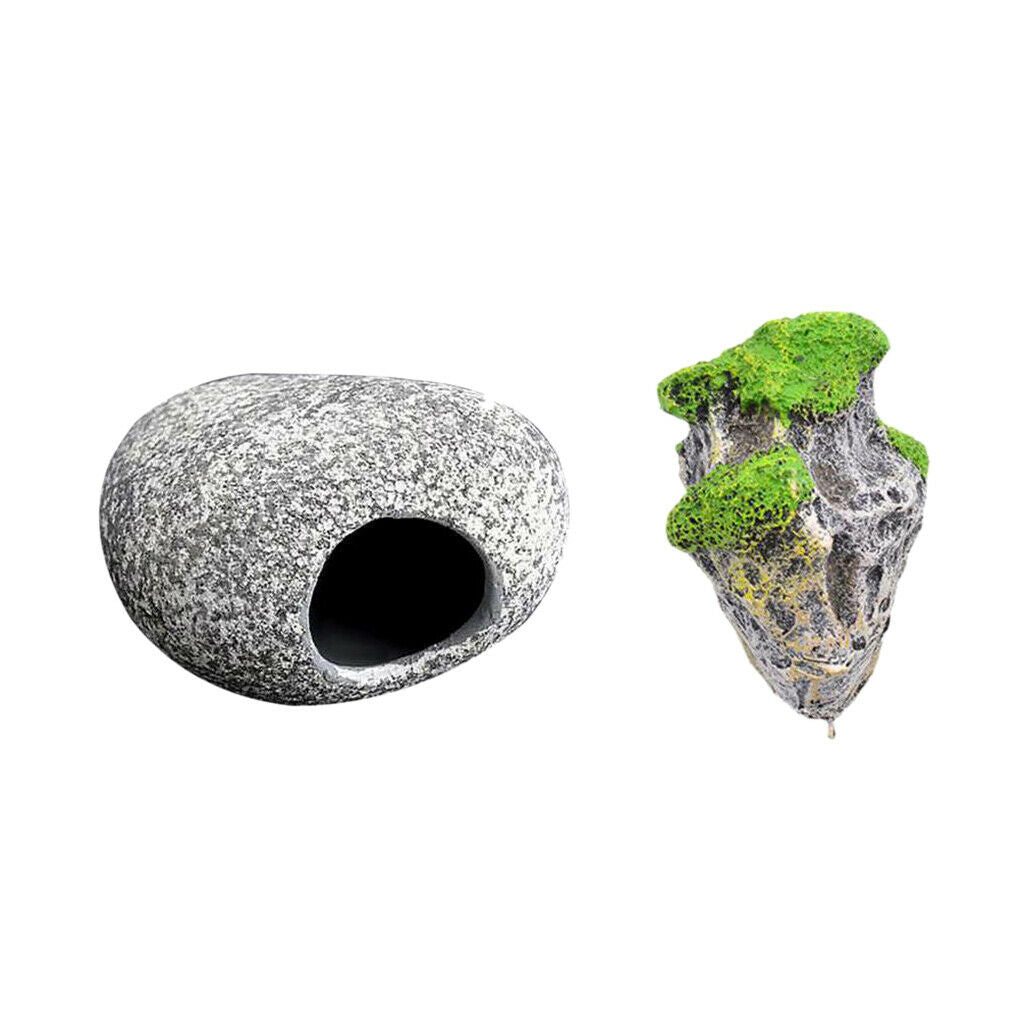 Aquarium Floating Rocks Fish Stone Cave for Fish Tank Decor Ornaments Combo