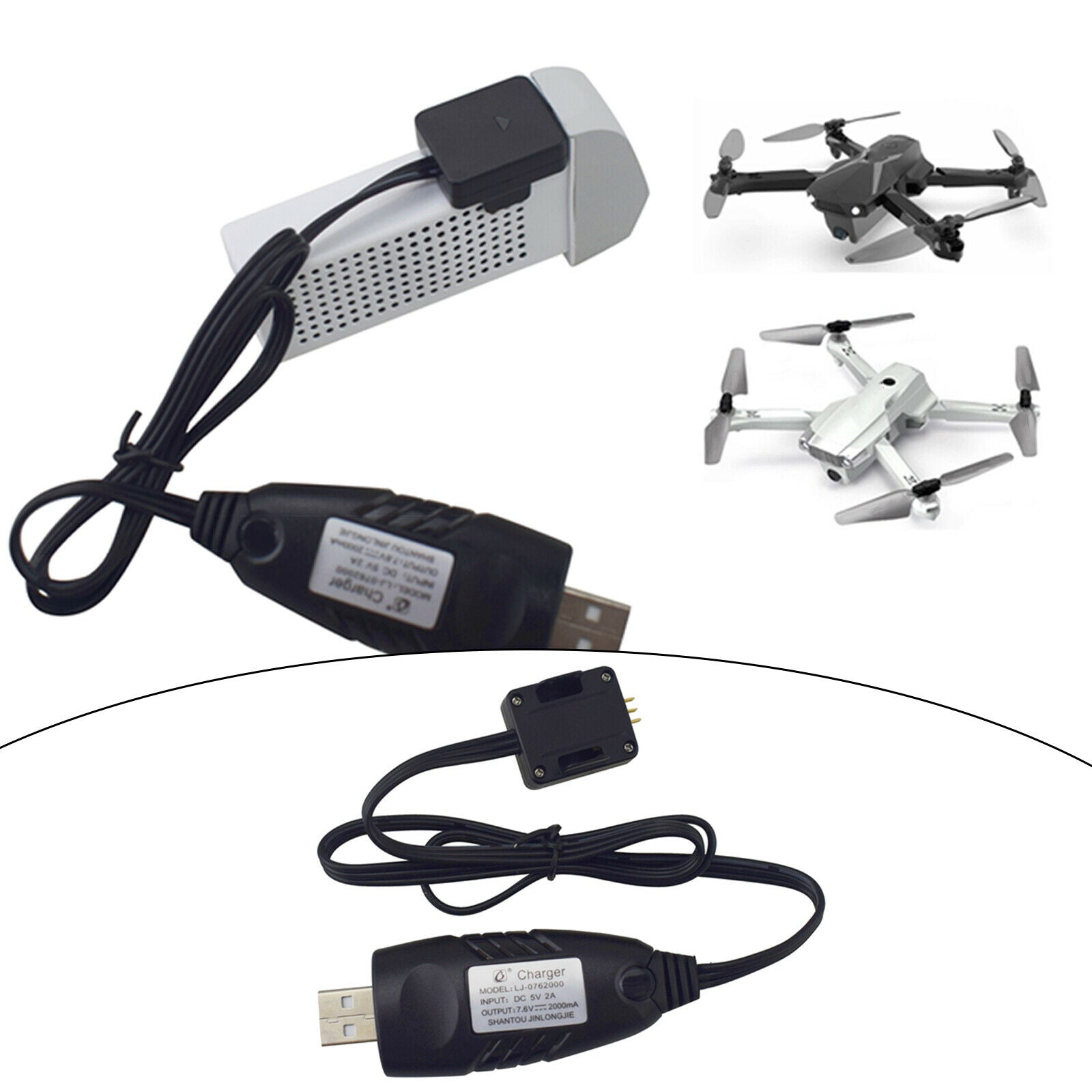 7.6V RC Drone USB Charger Li-po Battery Charging Cable for Z6 HS175 D65