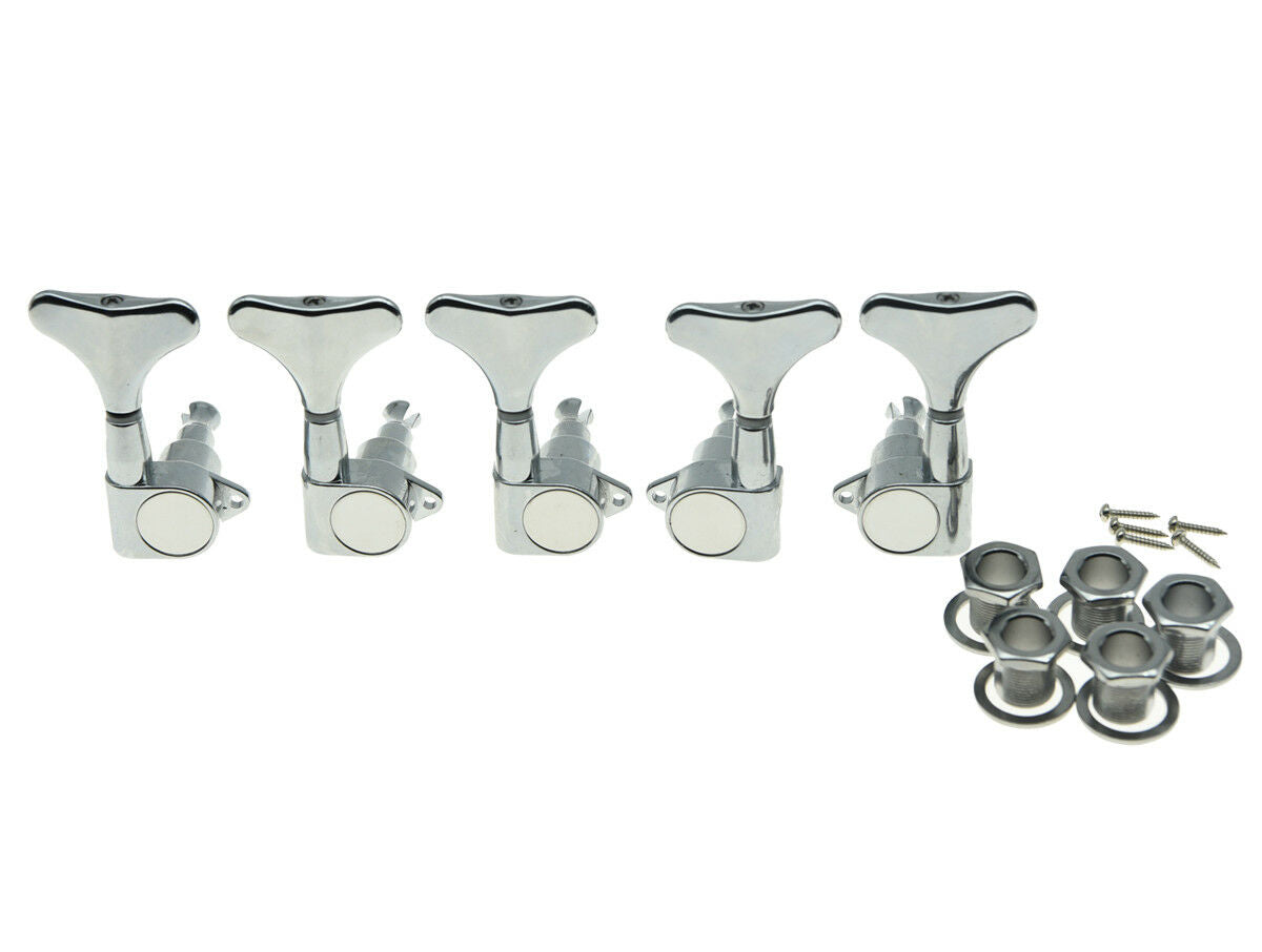 Chrome 2xLeft 3xRight Sealed Bass Tuners Tuning Pegs 5 String Bass Machine Heads