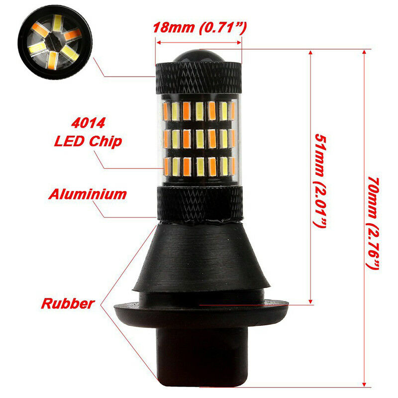 2x No Hyper Flash 1156 7056 BA15S Switchback LED Kit for DRL Turn Signal Lights