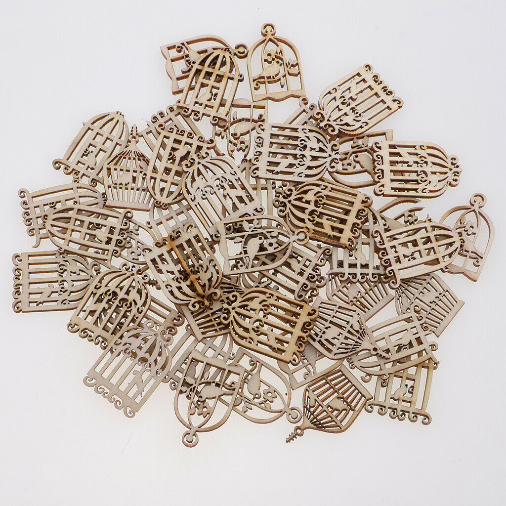 50x Wooden Birdcase Shapes Decor Craft Scrapbook MDF Wood Gift Embellishment