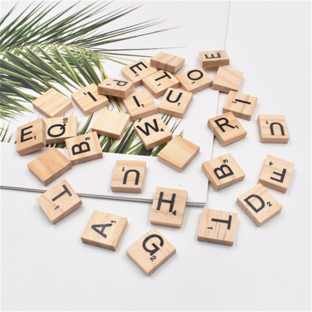 100 pcs Alphabet Wood Pieces Ornament DIY Crafting Letters Decorations 20*18*5mm
