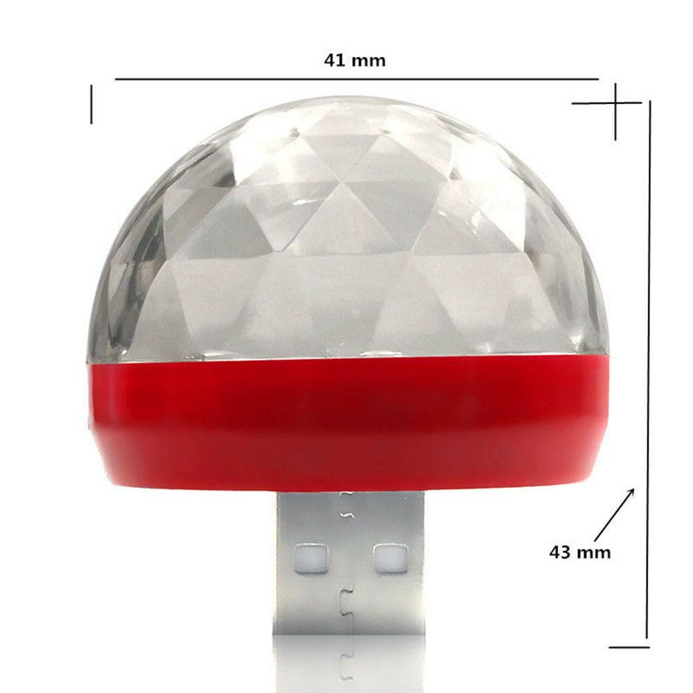 Mini USB RGB LED Stage Lamp Remote Controls Disco Ball Lights Home Car Party USA