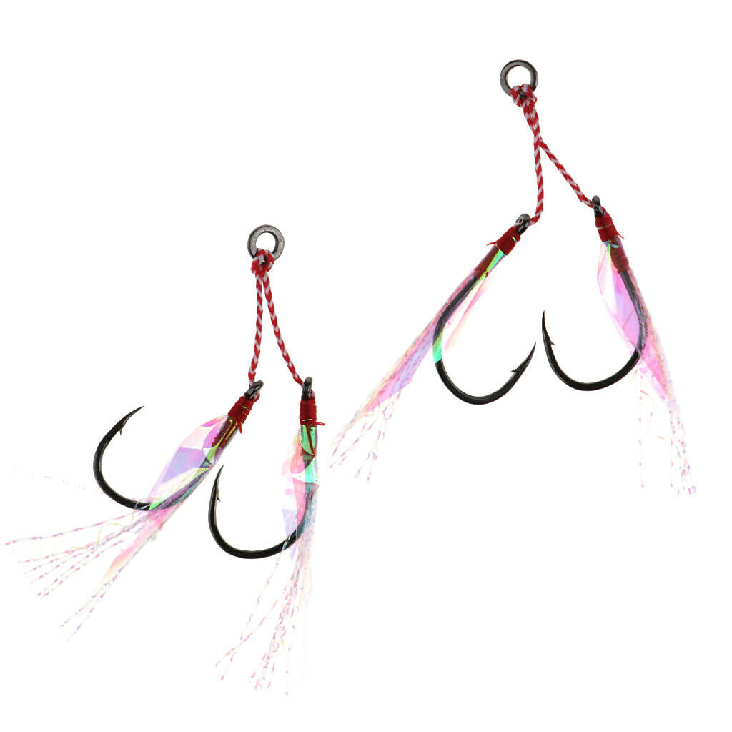 2Pcs Fishing Assist Hooks Carbon Steel Jigging Assist Fishing Hooks 16