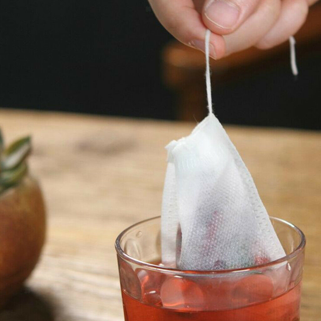 50 pieces Empty Tea Filter Bags Loose Herbs Teabag with Drawstring 9x10cm