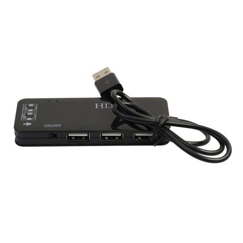 3 Port Usb 2.0 Hub External 7.1Ch Sound Card Headset Microphone Adapter For PcO5