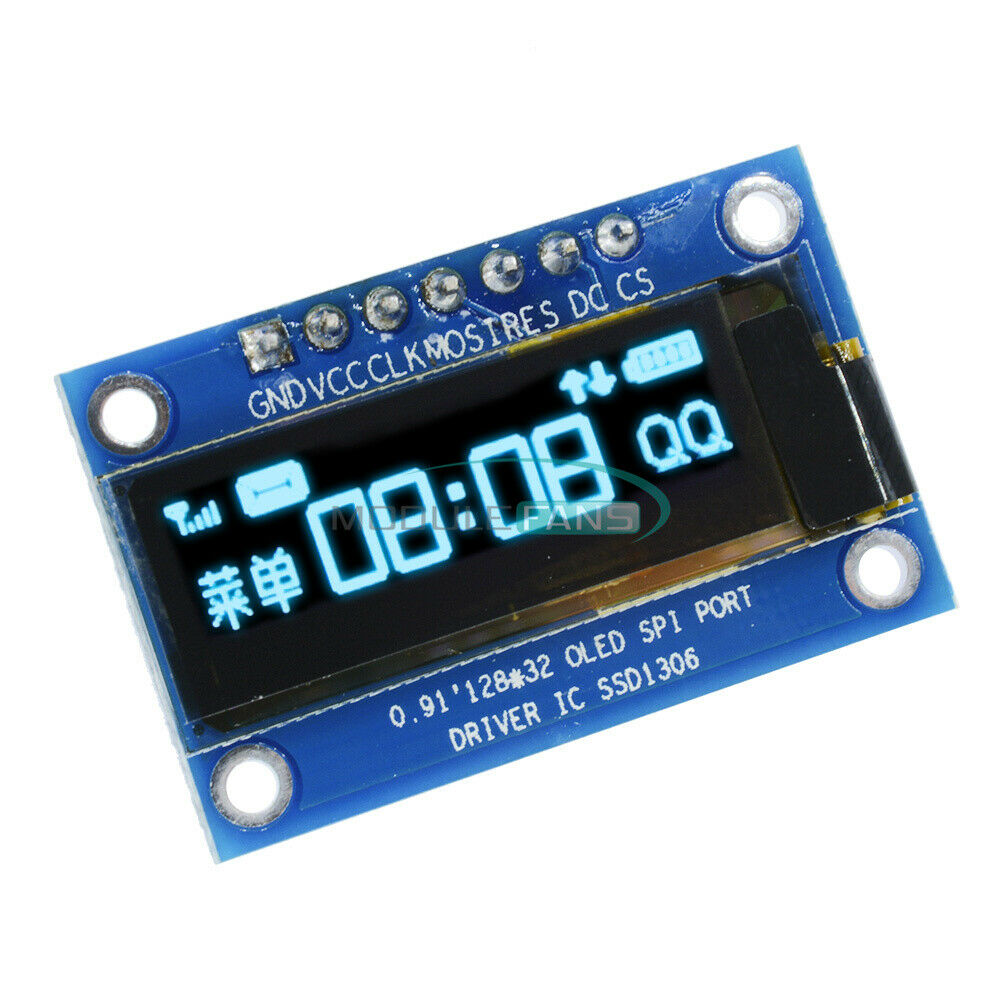 0.91" 128x32 Blue OLED LCD Display Module SPI Interface for Arduino/STM32 /51