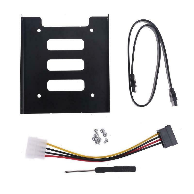 2.5in to 3.5in Hard Drive Mounting Bracket Kit SATA Data Cable SSD Tray Holder