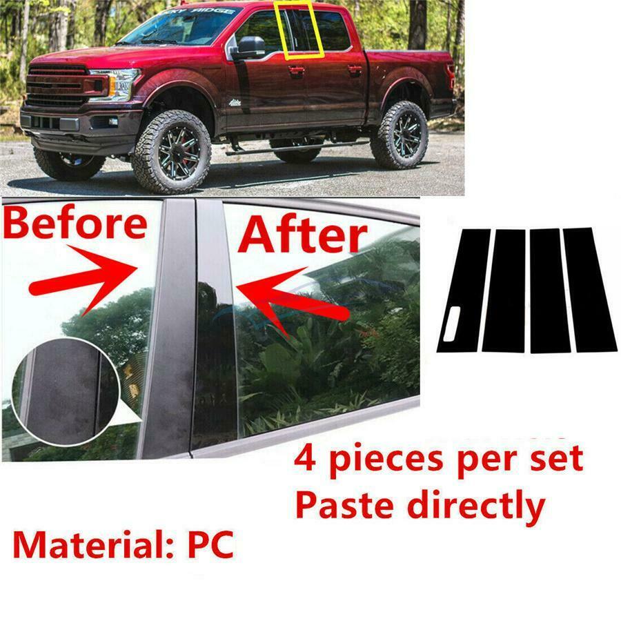 4 Pieces Glossy Black PC Car Window Cover Trim For FORD F150 Keyless 2015-2021