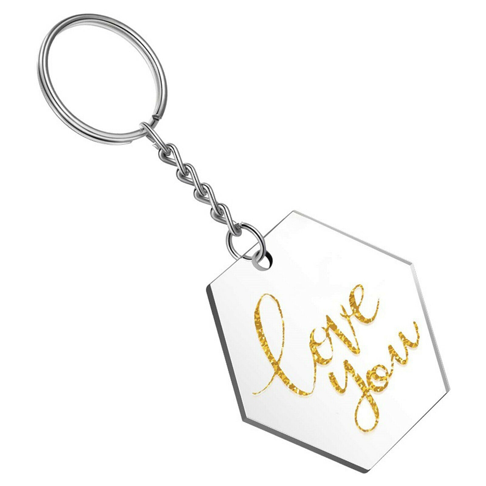 24pcs Transparent Hexagon Acrylic Key Chains Keychains Blanks Discs Keyrings