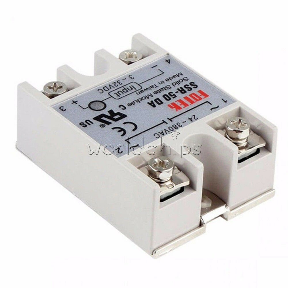 SSR-50DA 3V~32V DC to AC 24V~380V 50A 250V Solid State Relay Module 3~25mA LED