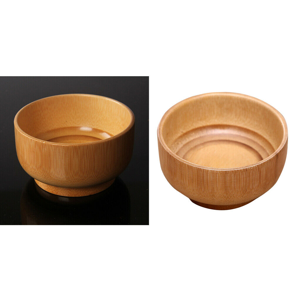 2x Handmade Bamboo Children's Soup Salad Serving Bowl Pasta