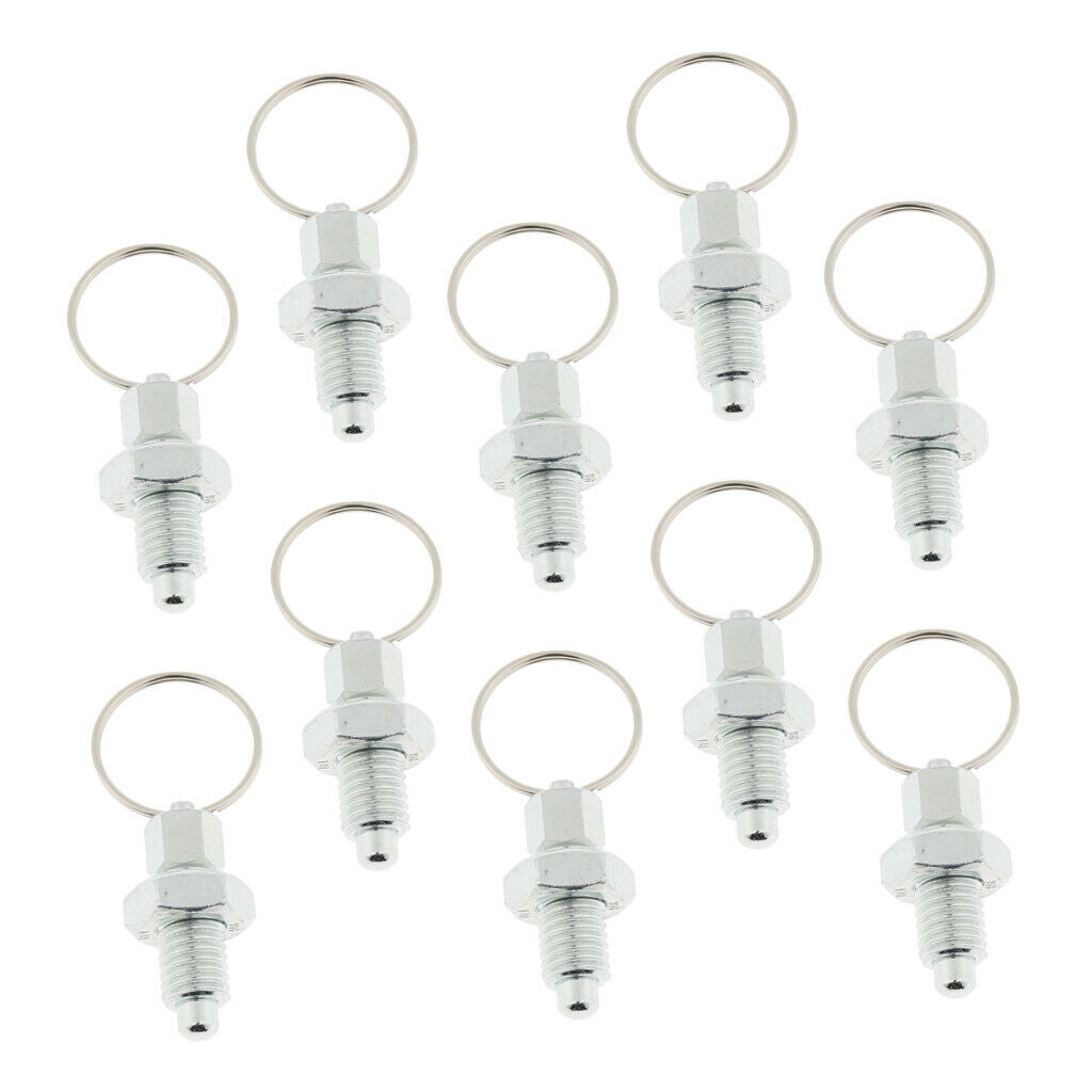 10 Pcs M10 Steel Spring Plunger Indexing Plungers with Pull Ring
