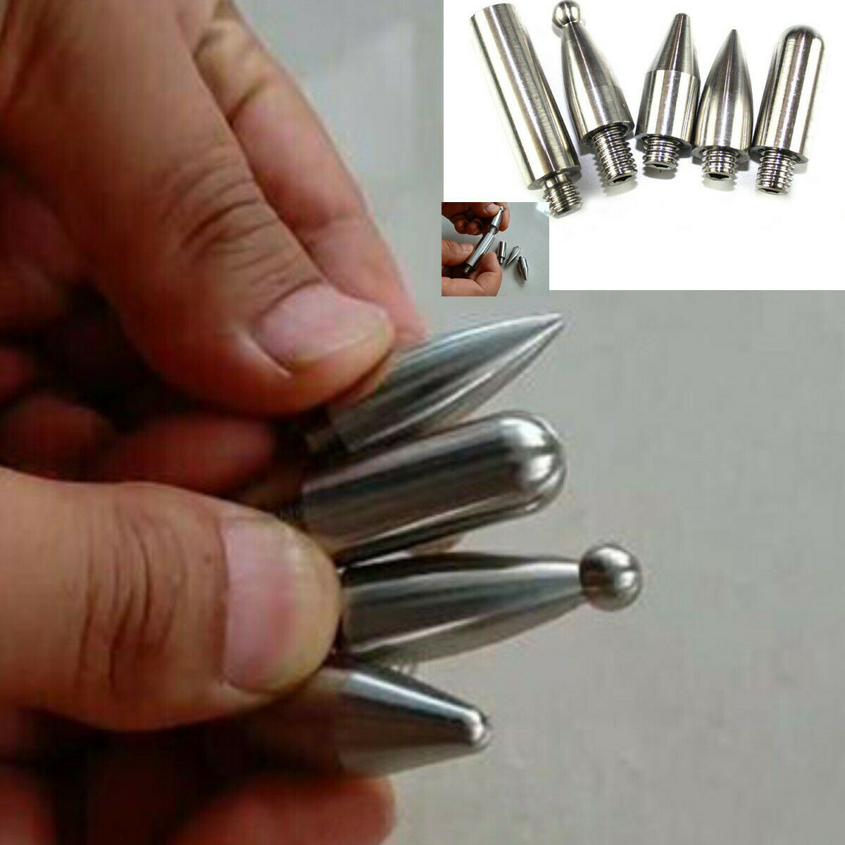 5x Stainless Steel Puller Push Rods Car Replace Head Adapter Dent Removal Repair