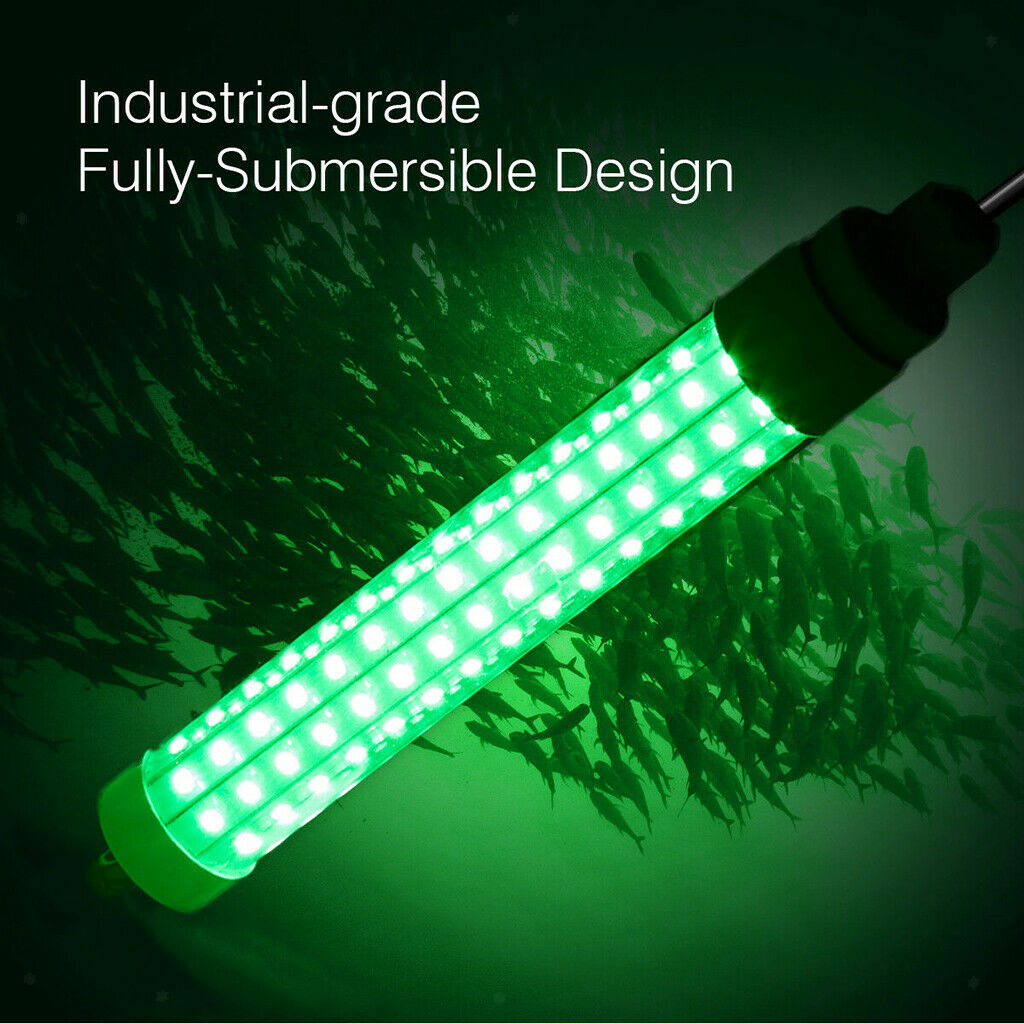 12V LED Green Underwater Boat Light Night Fishing Light Lamp with Battery Clip