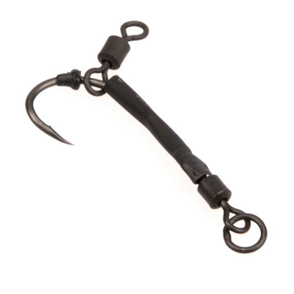 10 Carp Fishing Hooks Ready Tied Ronnie Rigs Hook Links for   Ups Fishing