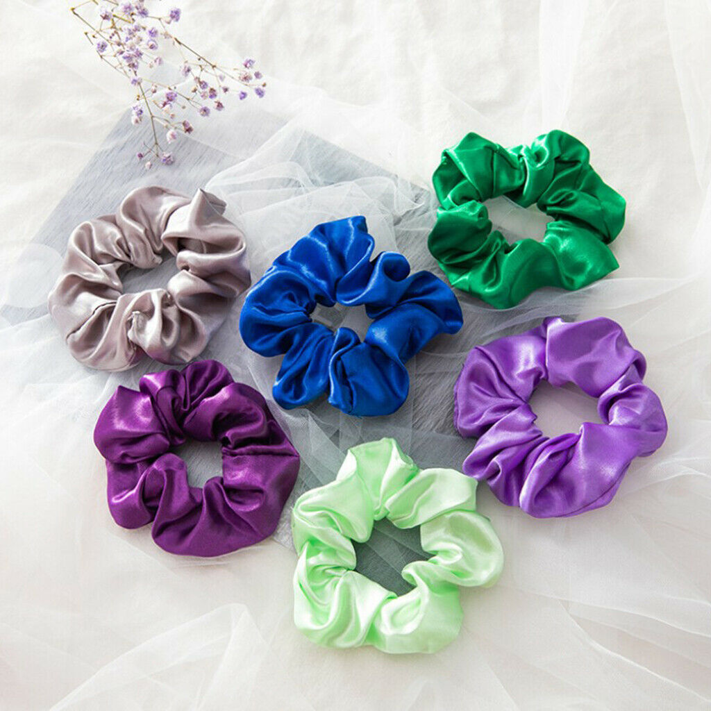 50 Bulk Women Silky Hair Scrunchies Elastic Hair Ties