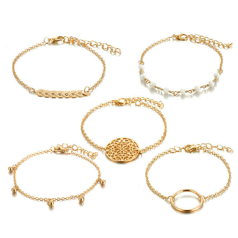 5 flower hollow arrow leaves Women Tassels Leaves Circular Chains Bangle .l8
