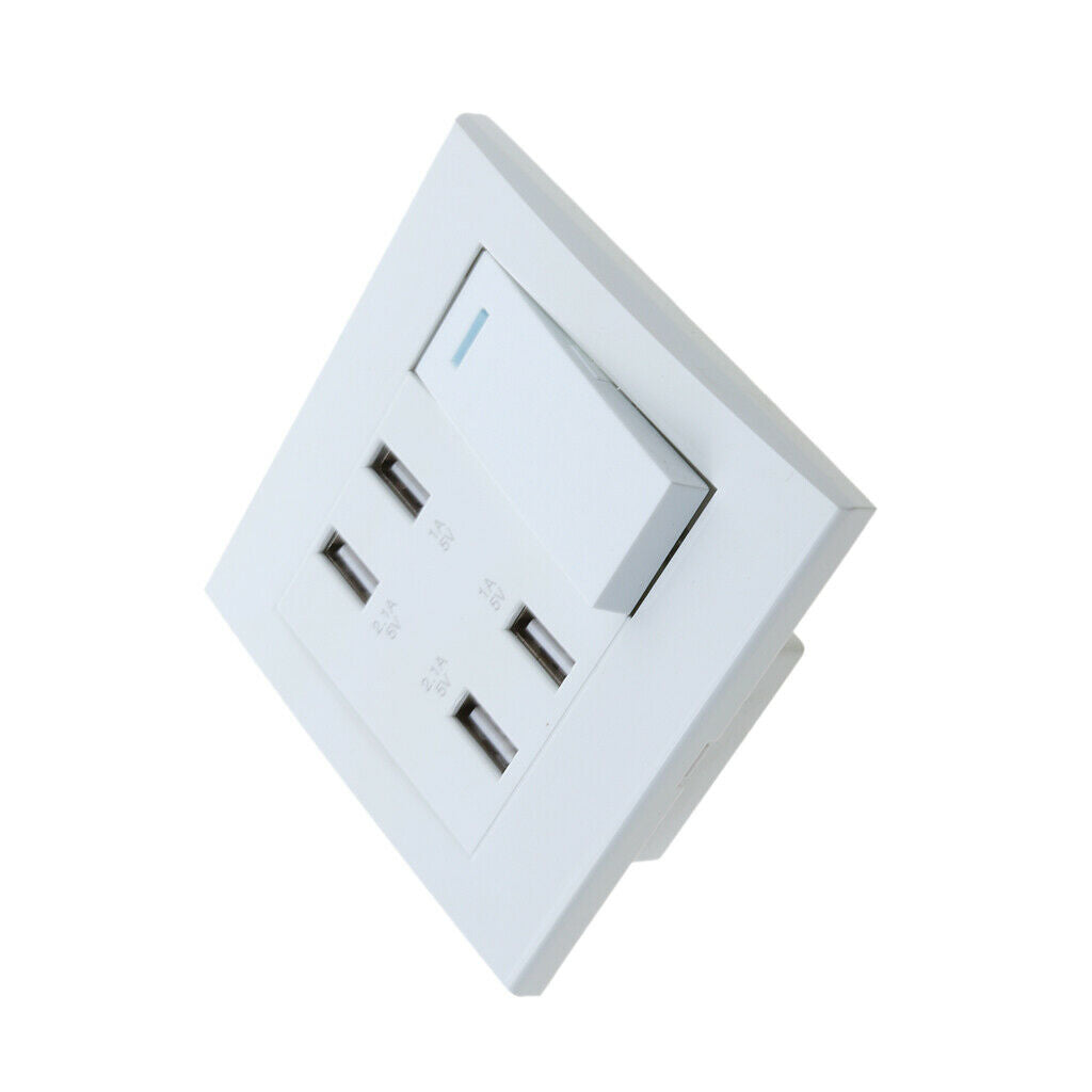 Wall 4 Port USB Socket Charger AC Socket Outlet Panel Panel
