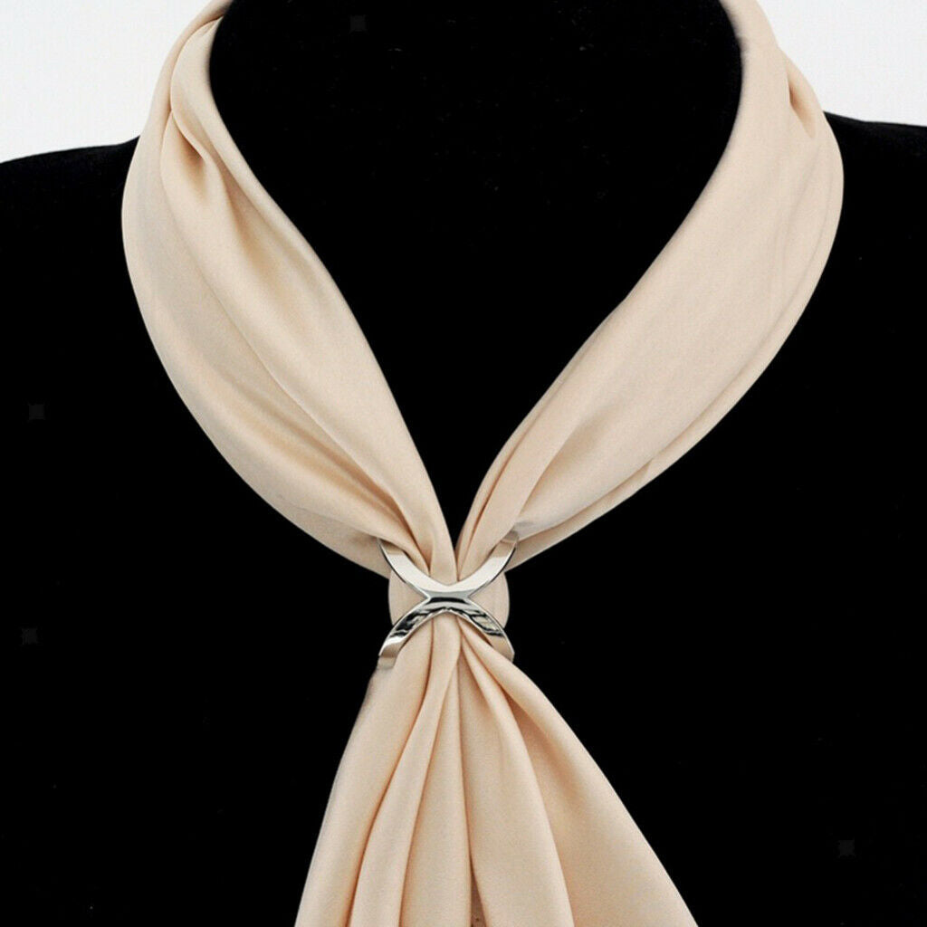 Unique Silk Chiffon Scarf Clips Rings Hoop Cross Shape Holder Jewelry 2Pcs