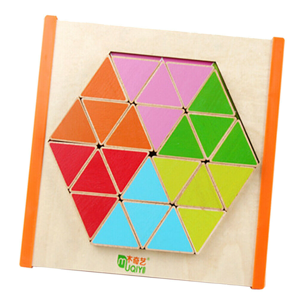 Wooden Jigsaw Puzzles, Included 24pcs Triangle Pieces and 1 Jigsaw Board, Color