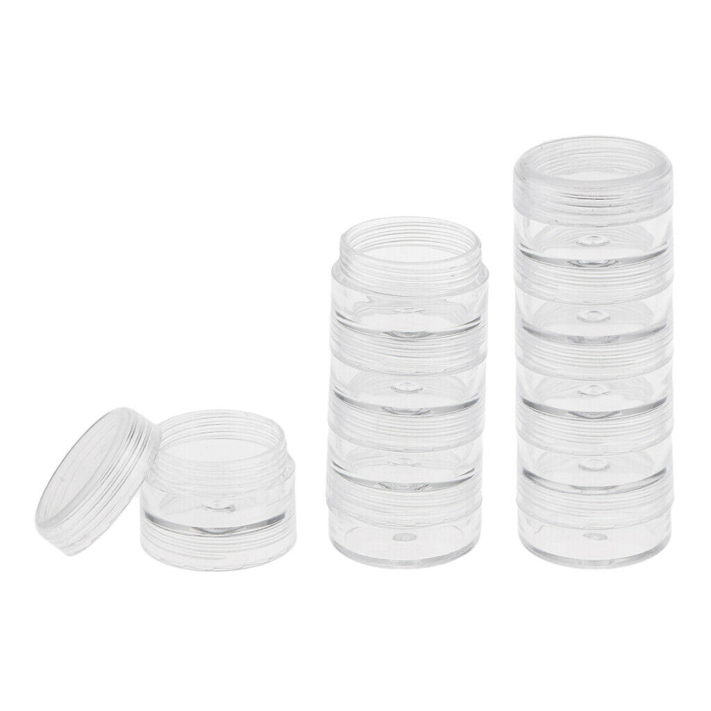 2 Set 5 Storage Clear Container Screw Top Jar For Small Crafts Bead Findings